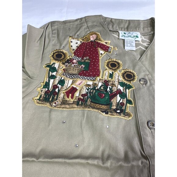 Vintage Quacker Factory Womens Small Gardening Angel Shirt w Button Covers QVC - Picture 4 of 9
